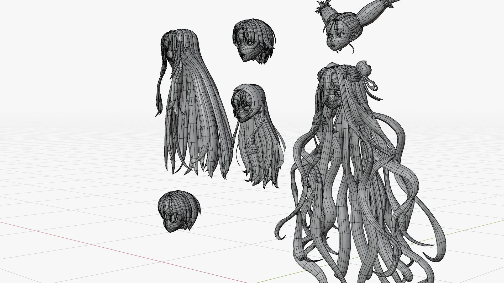 Anime Hair Low-poly 3D model_17