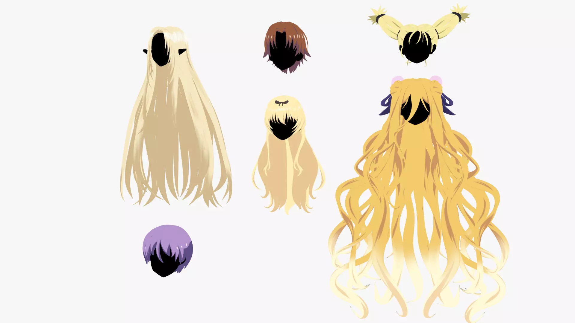 Anime Hair Low-poly 3D model_0