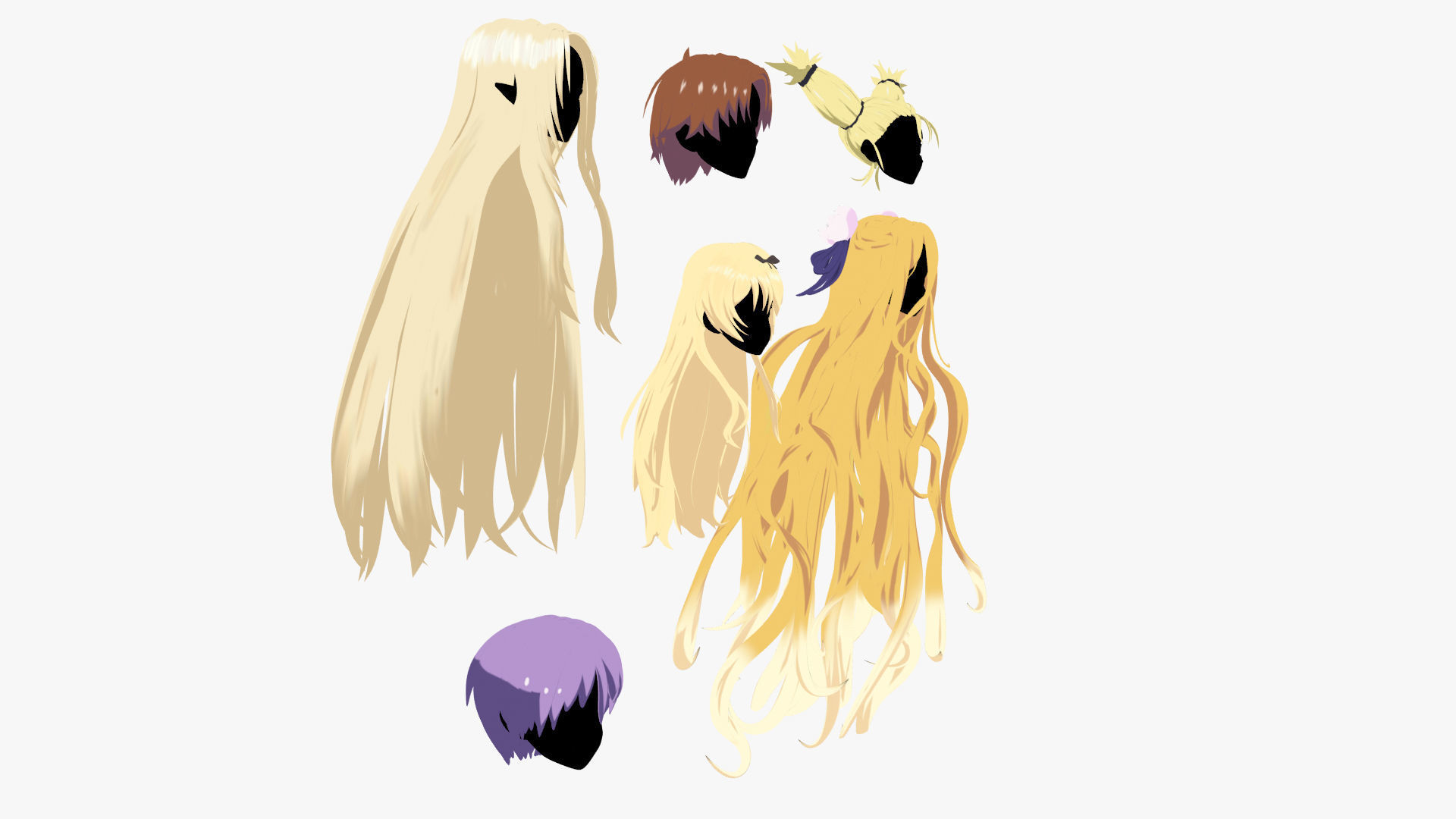 Anime Hair Low-poly 3D model_4