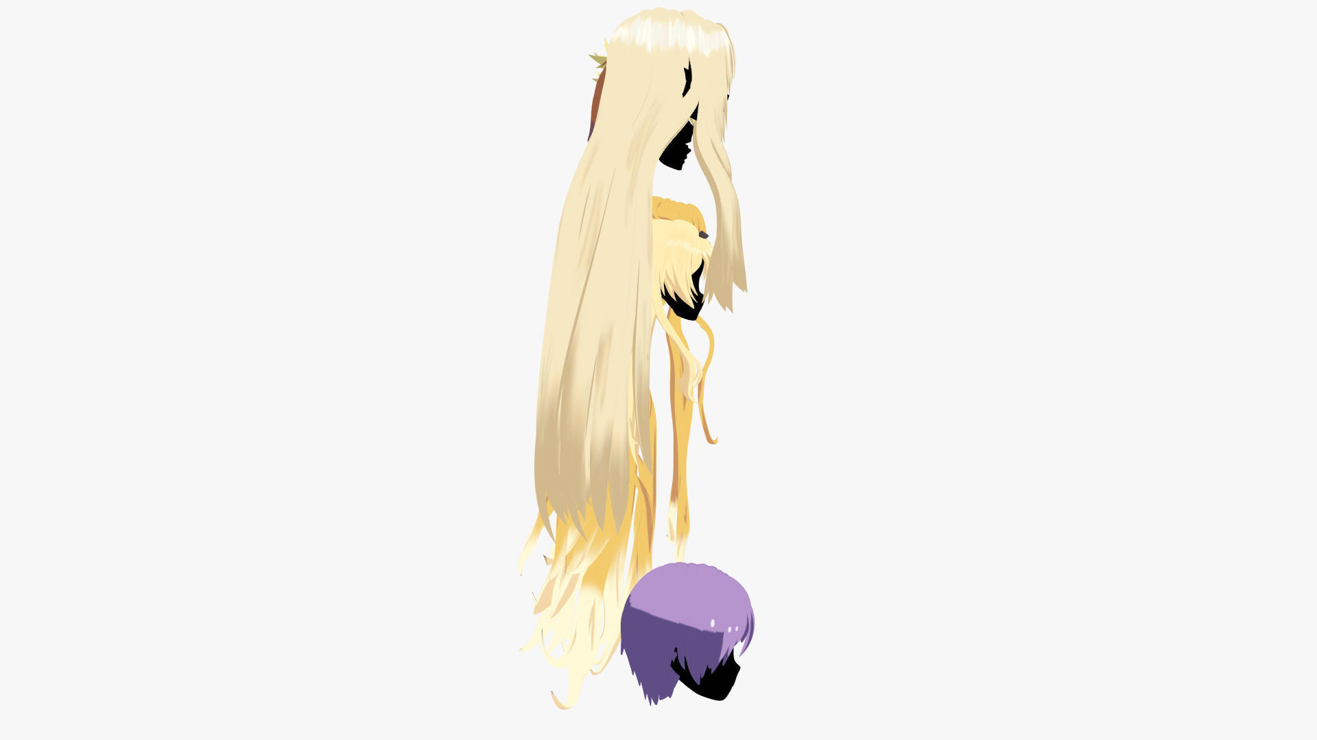 Anime Hair Low-poly 3D model_6