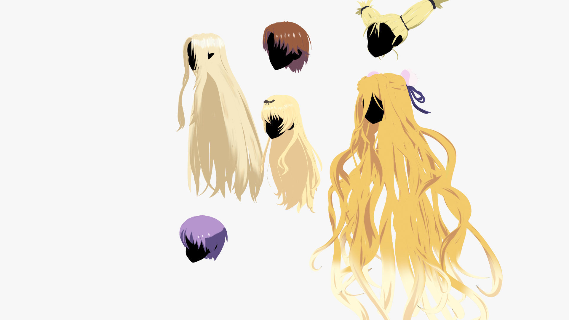 Anime Hair Low-poly 3D model_16