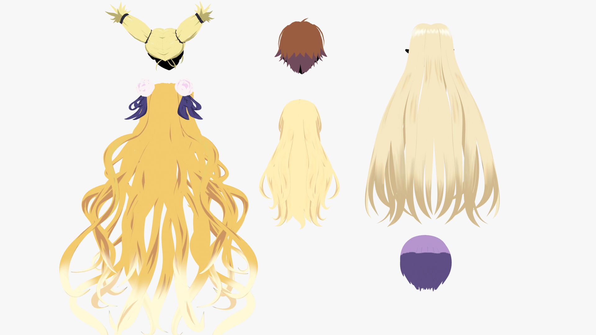 Anime Hair Low-poly 3D model_10