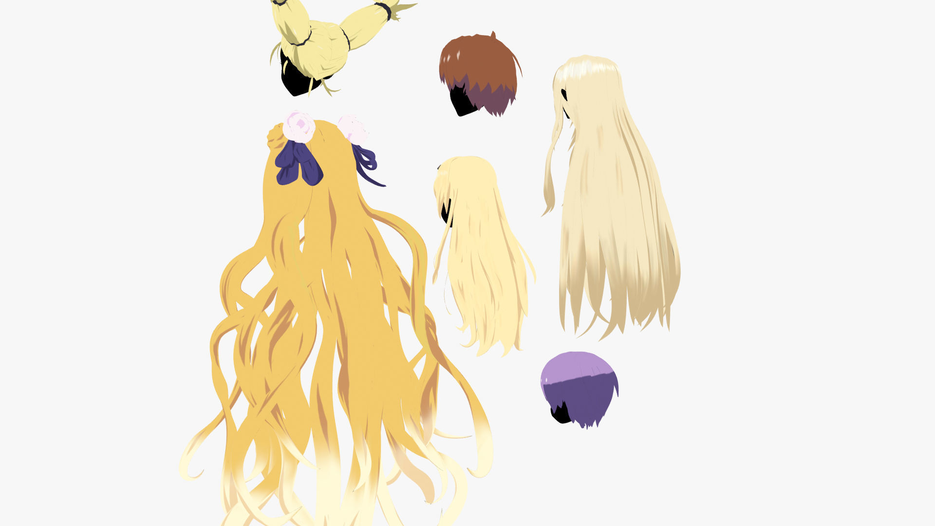 Anime Hair Low-poly 3D model_12