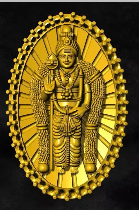 kumara swami pendent dollar coin gold jewelry ornament silver 3D print model