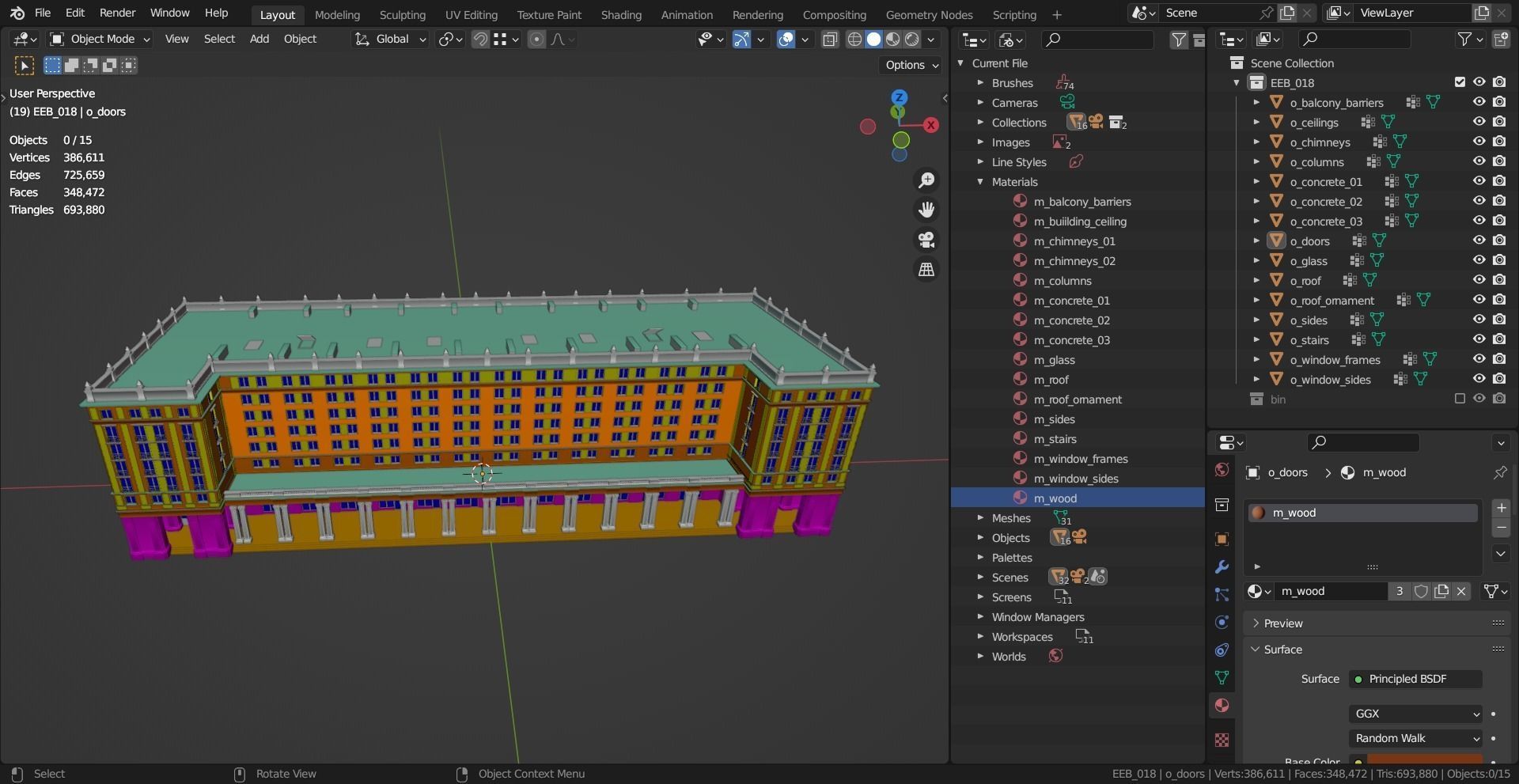Eastern European Building 018 Low-poly 3D model_13