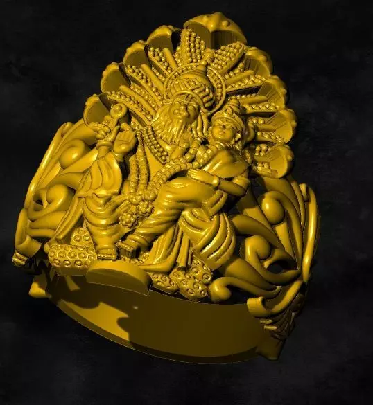 lakshmi narasimha swami gold silver ring jewerly 3D print model