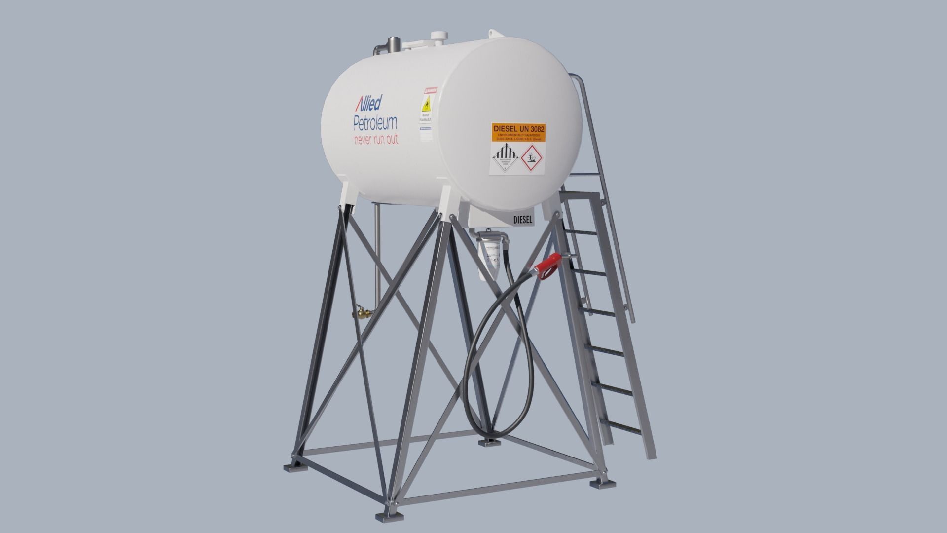 Industrial diesel oil tank Low-poly 3D model_7