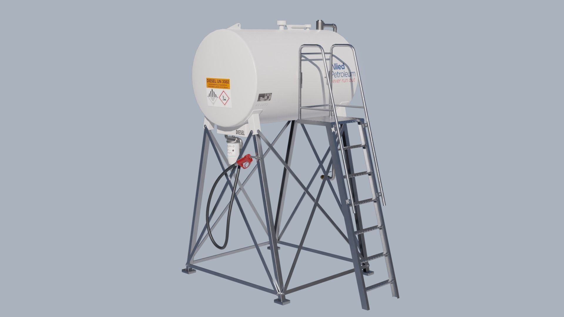 Industrial diesel oil tank Low-poly 3D model_2