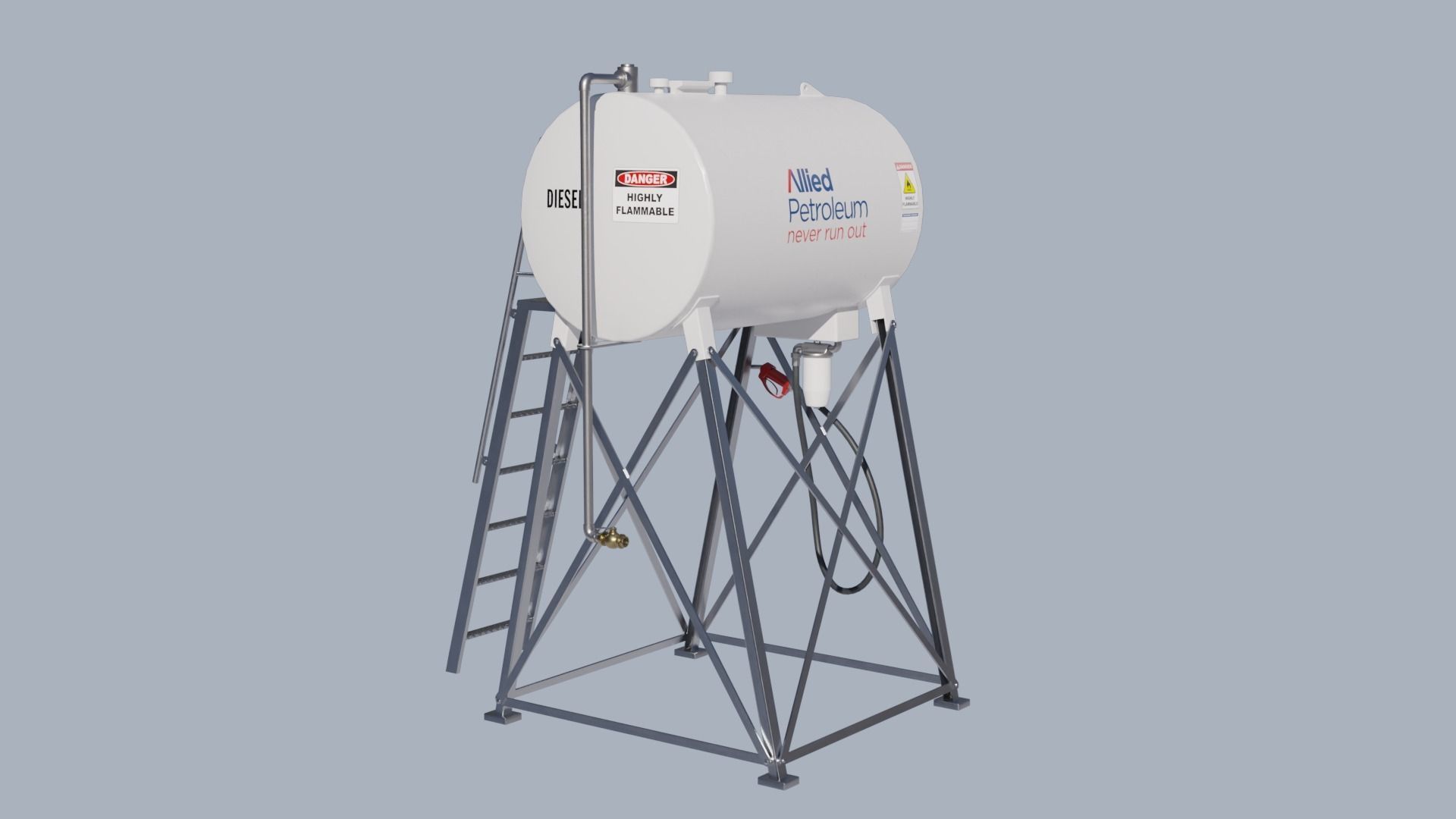Industrial diesel oil tank Low-poly 3D model_5
