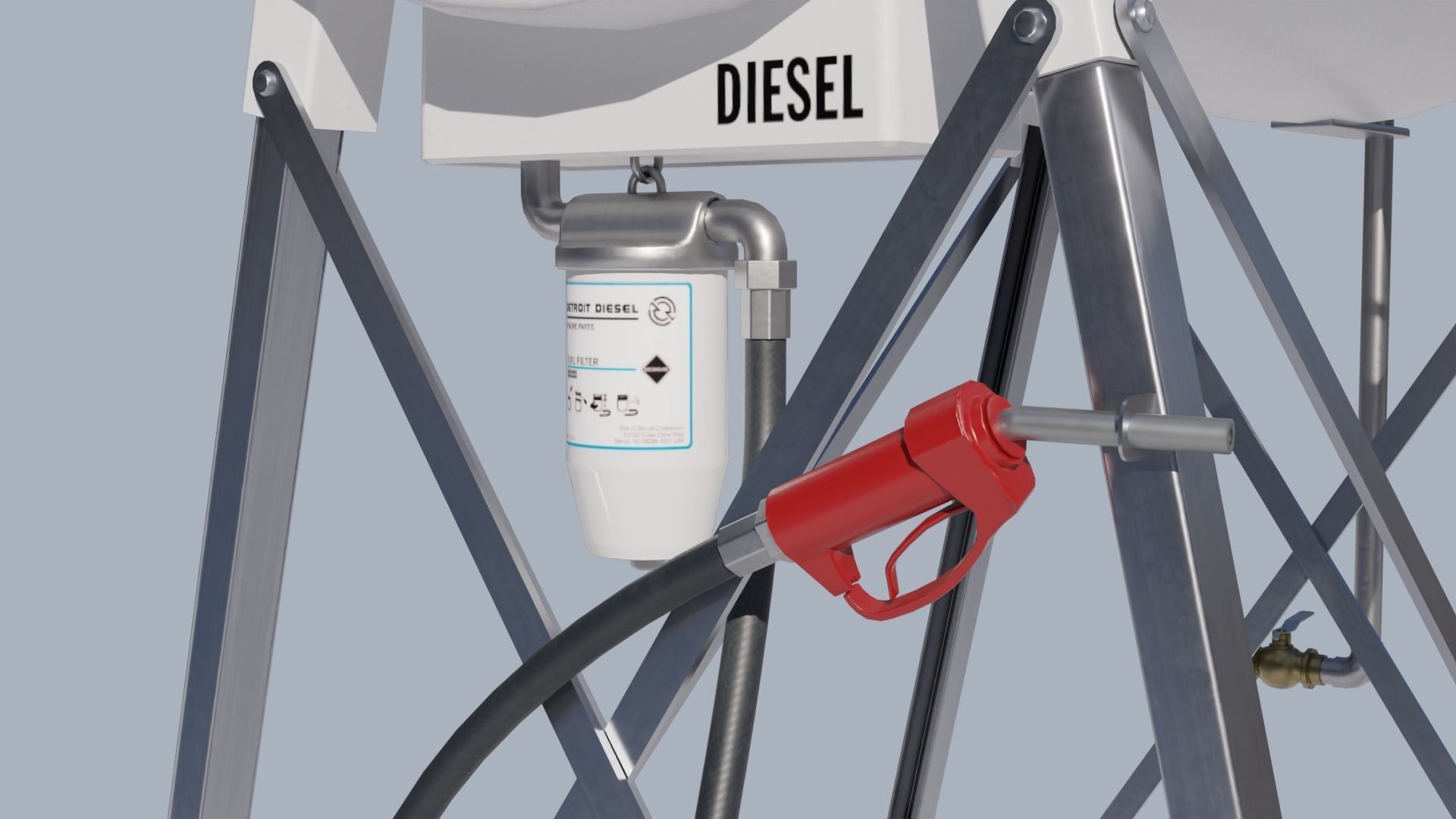 Industrial diesel oil tank Low-poly 3D model_10