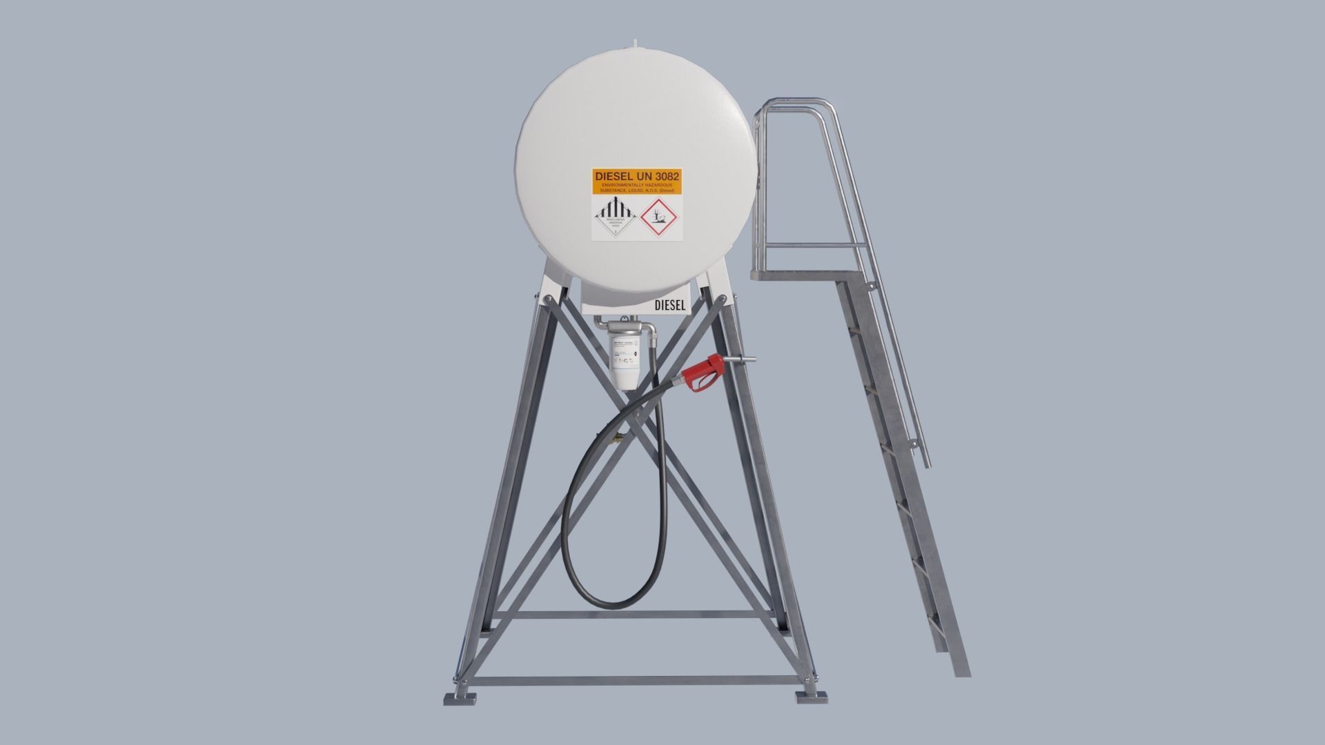 Industrial diesel oil tank Low-poly 3D model_6