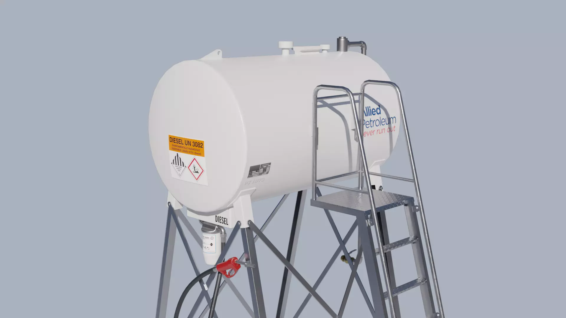 Industrial diesel oil tank Low-poly 3D model_0