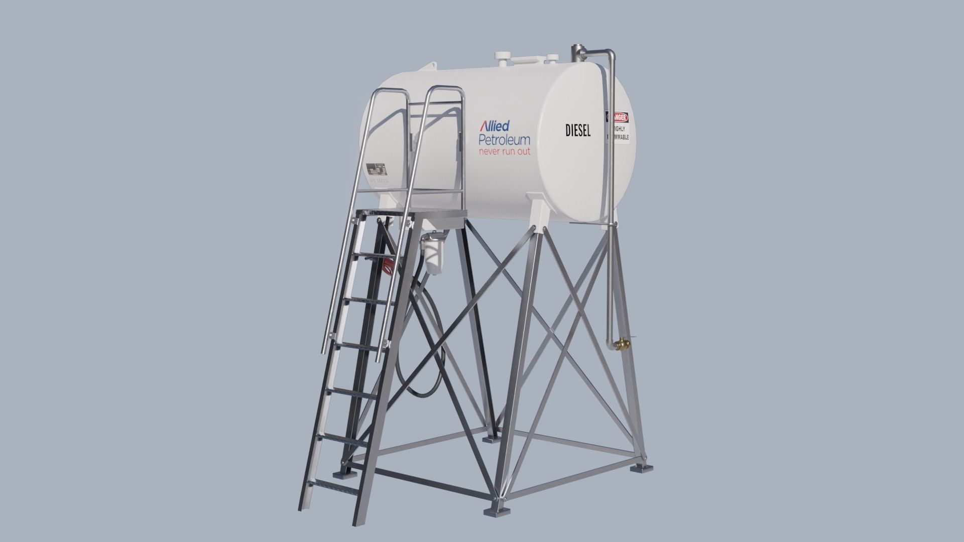 Industrial diesel oil tank Low-poly 3D model_4