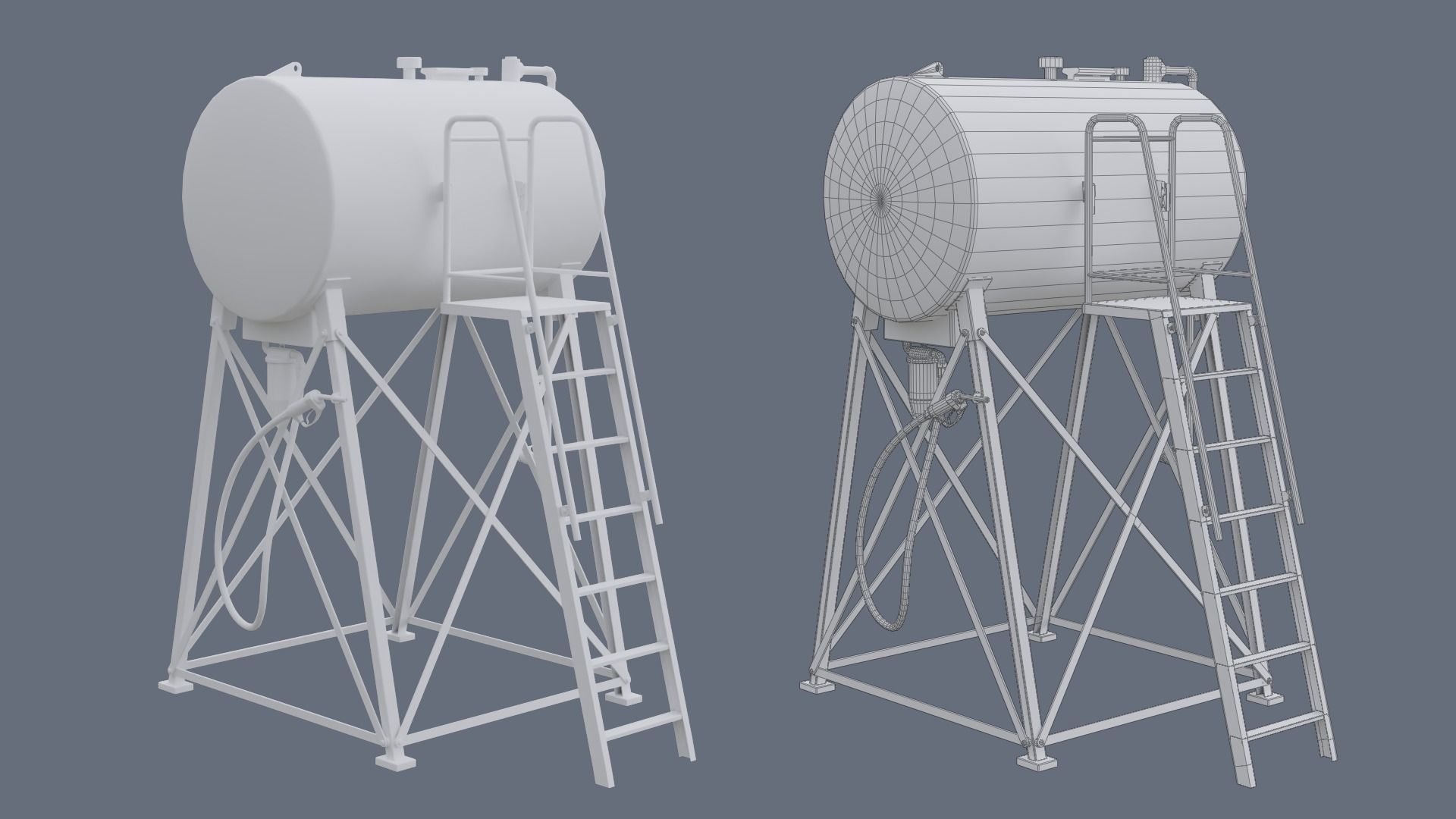 Industrial diesel oil tank Low-poly 3D model_12