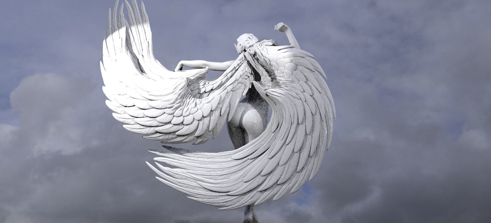 Four Elements Wind Sculpture Huge Wings 3D model_1