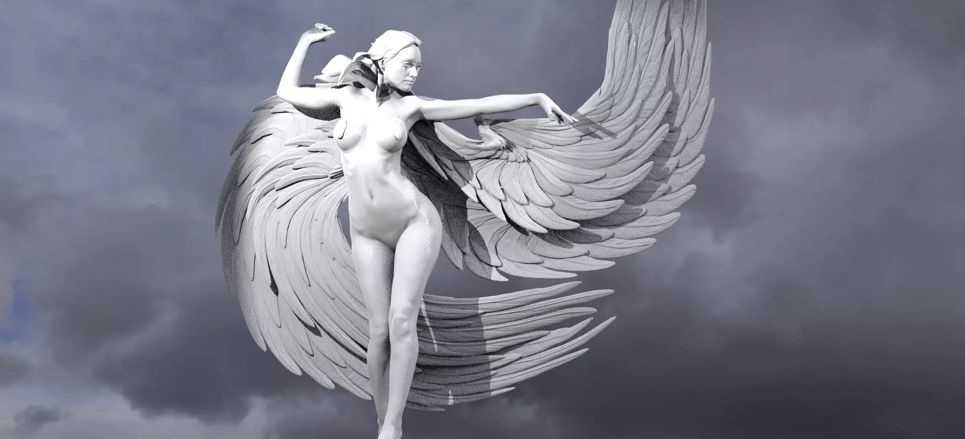 Four Elements Wind Sculpture Huge Wings 3D model_0