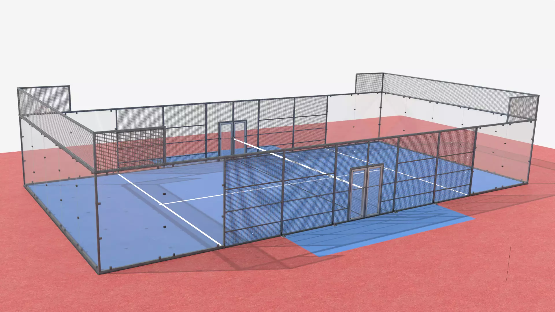 Padel court deluxe Pista de padel deluxe Low-poly 3D model_0