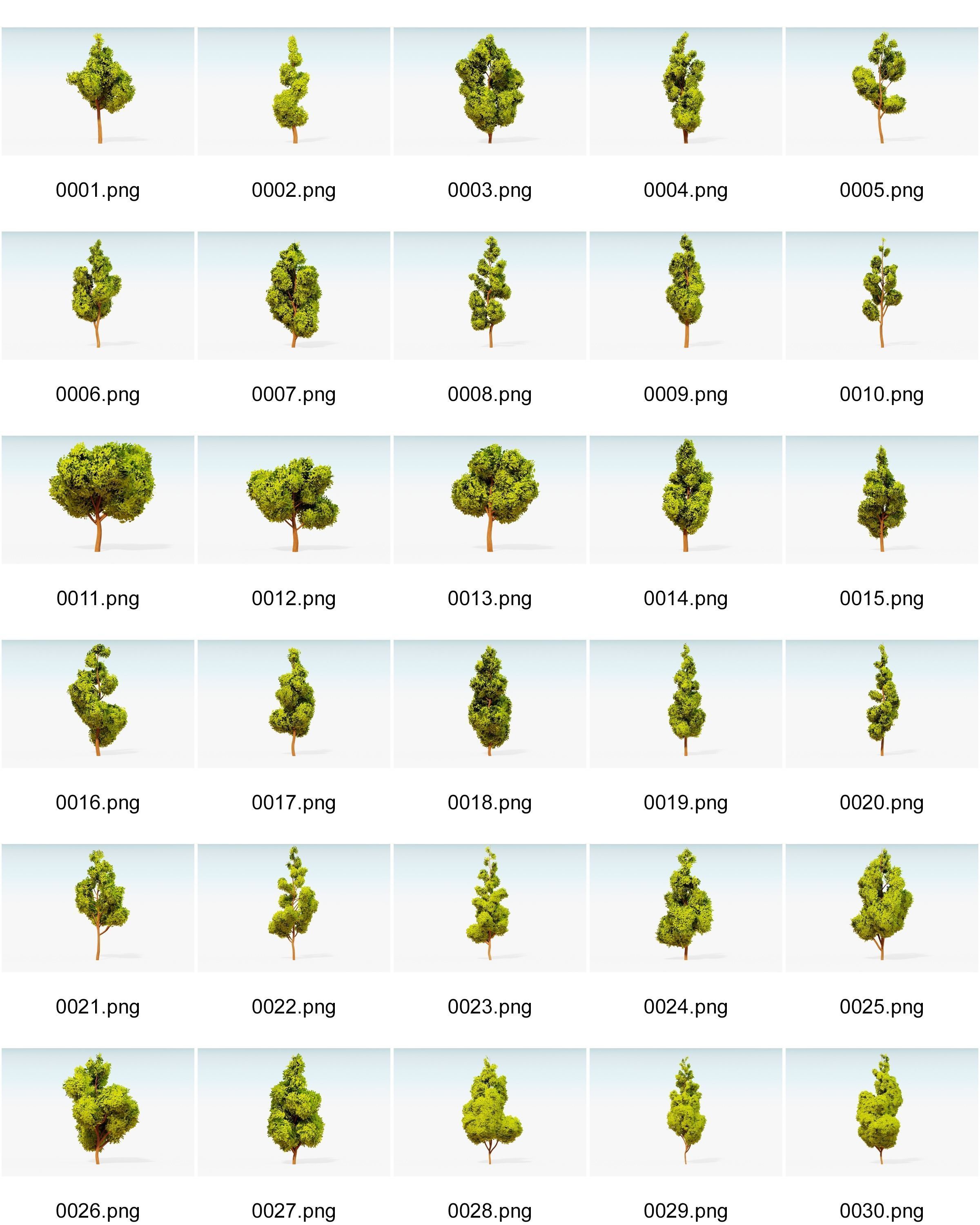 Stylized Trees Pack 55 Trees Low-poly 3D model_4