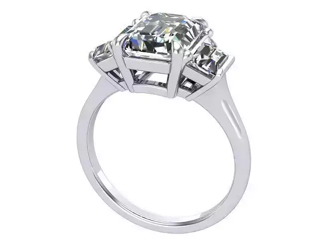 Custom Emerald Cut and Custom Baguettes Engagement Ring