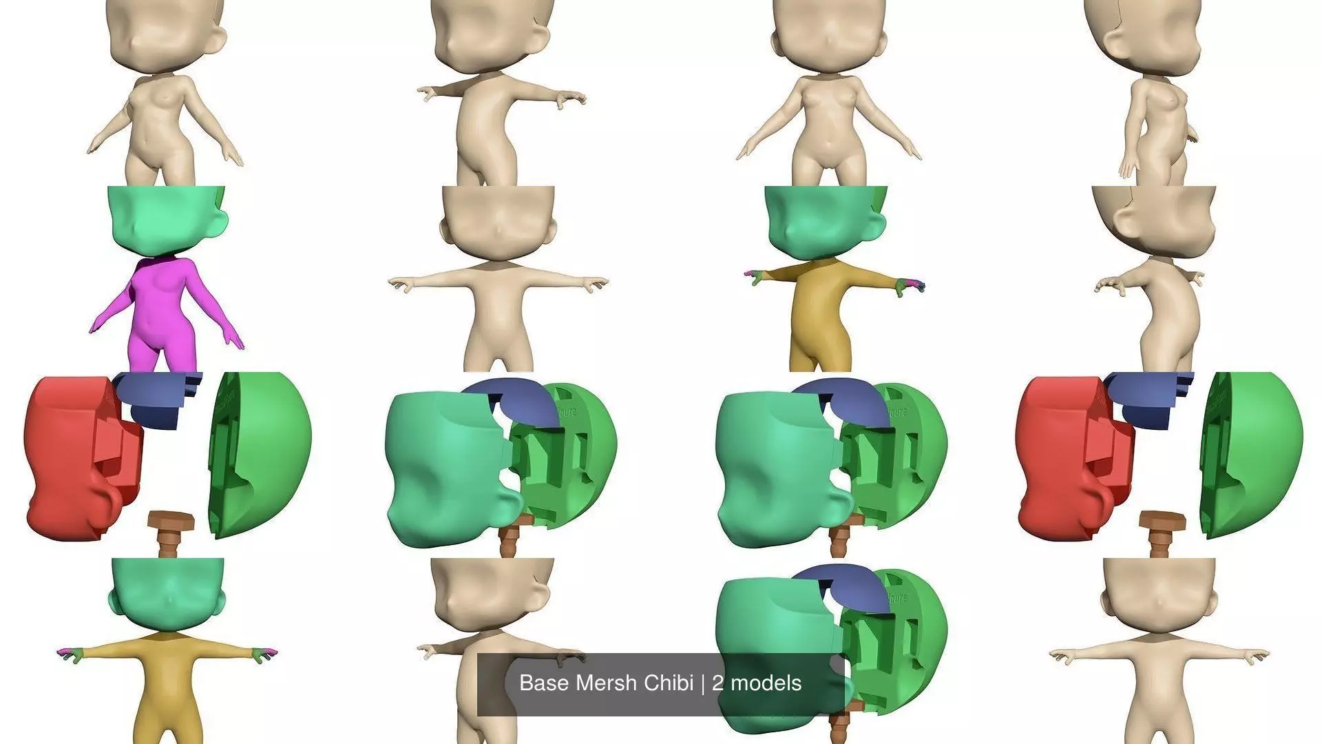Base Mersh Chibi 3D Model Collection_0