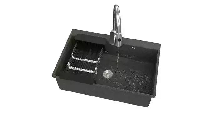 Kitchen Sink With Water  3D model