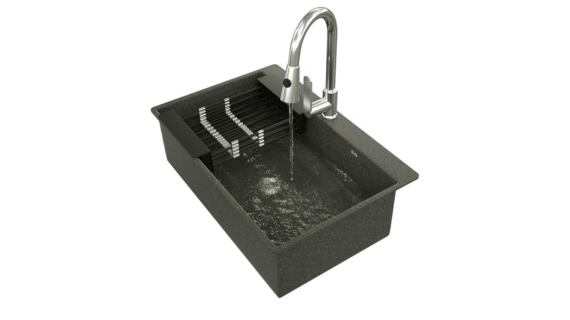 Kitchen Sink With Water  3D model_2