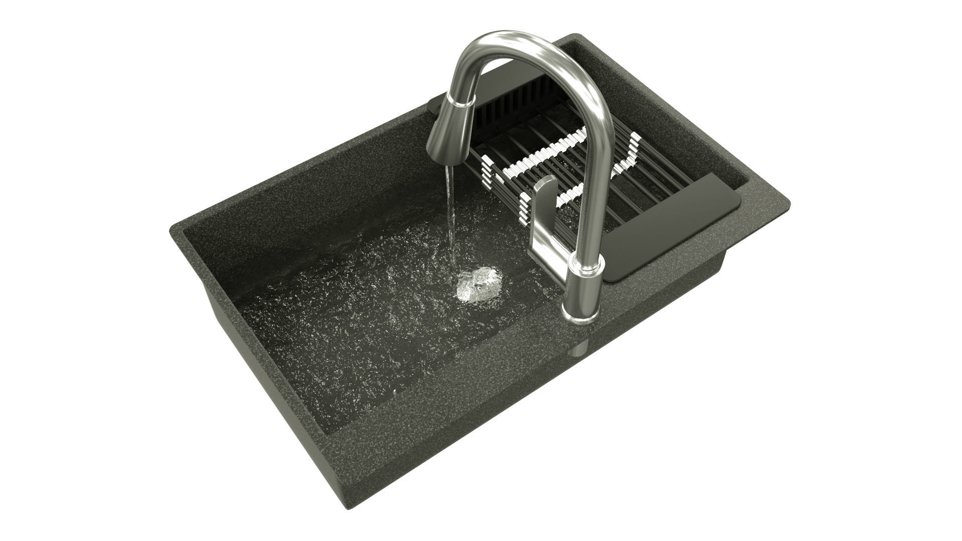 Kitchen Sink With Water  3D model_3