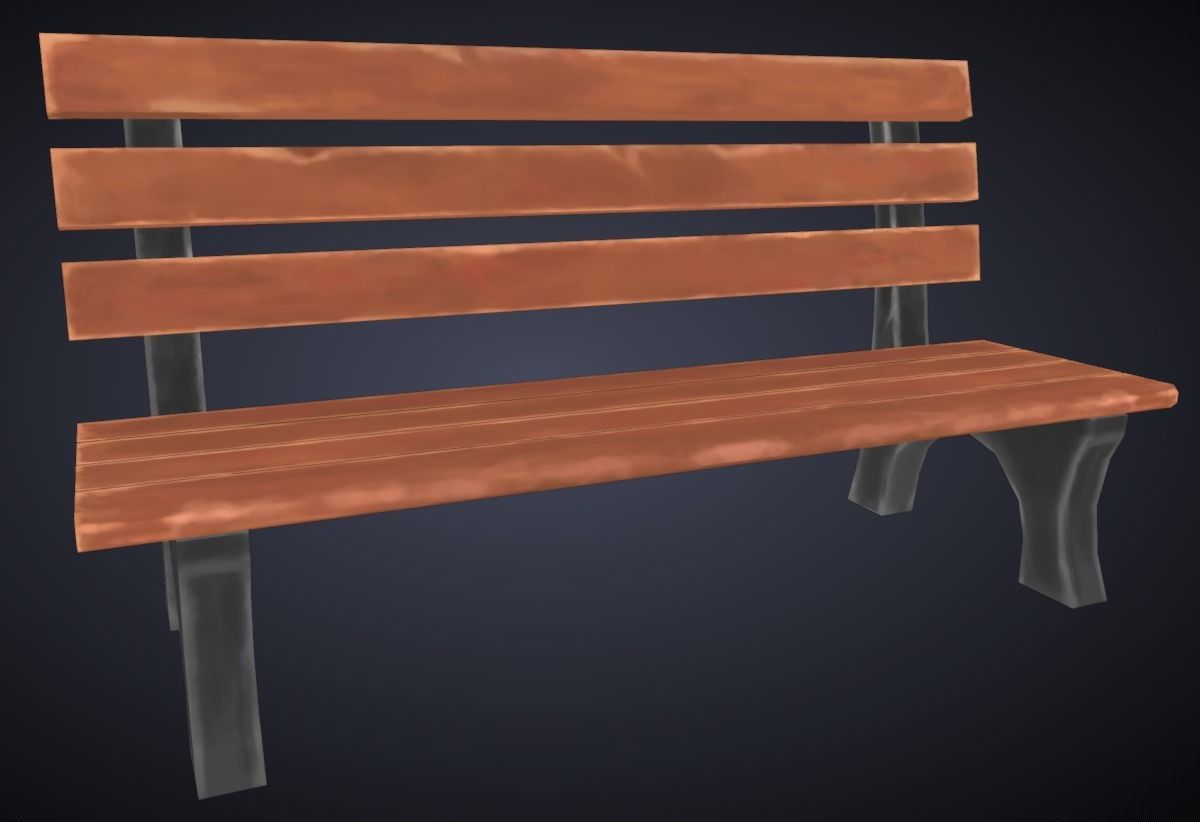 Bench Handpaint Low-poly 3D model_2