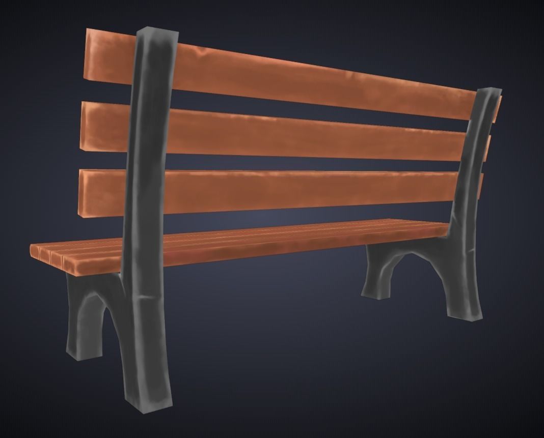Bench Handpaint Low-poly 3D model_4