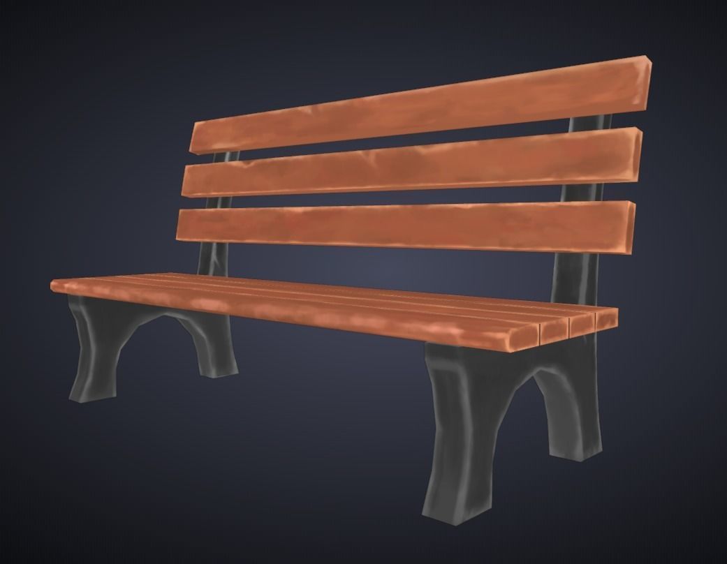 Bench Handpaint Low-poly 3D model_3