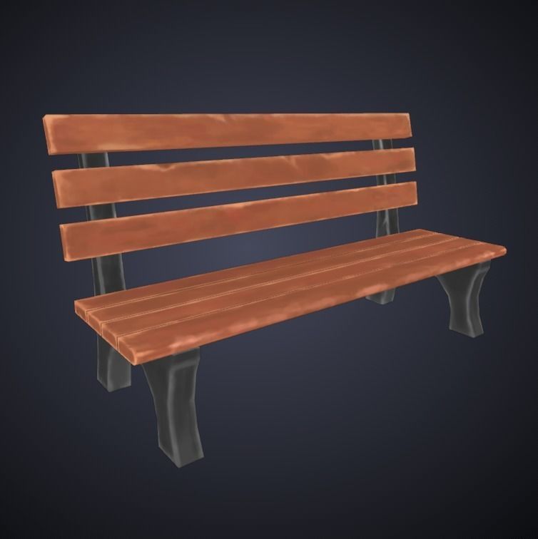 Bench Handpaint Low-poly 3D model_5