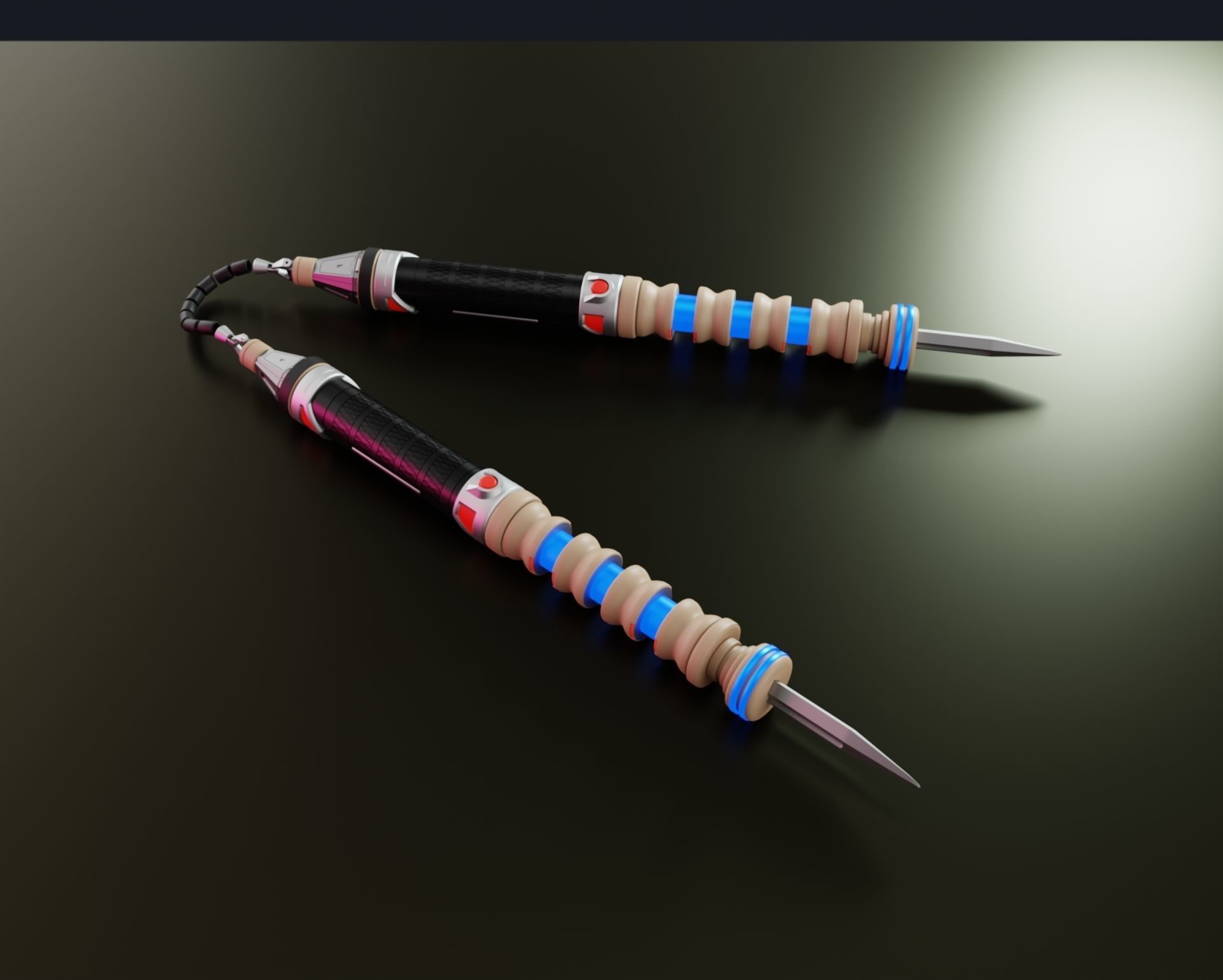 Apex Legends Ash Heirloom Strongest Link nunchaku cosplay props 3D print model_3