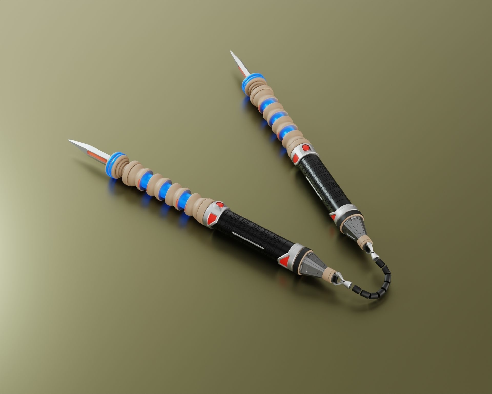 Apex Legends Ash Heirloom Strongest Link nunchaku cosplay props 3D print model_4