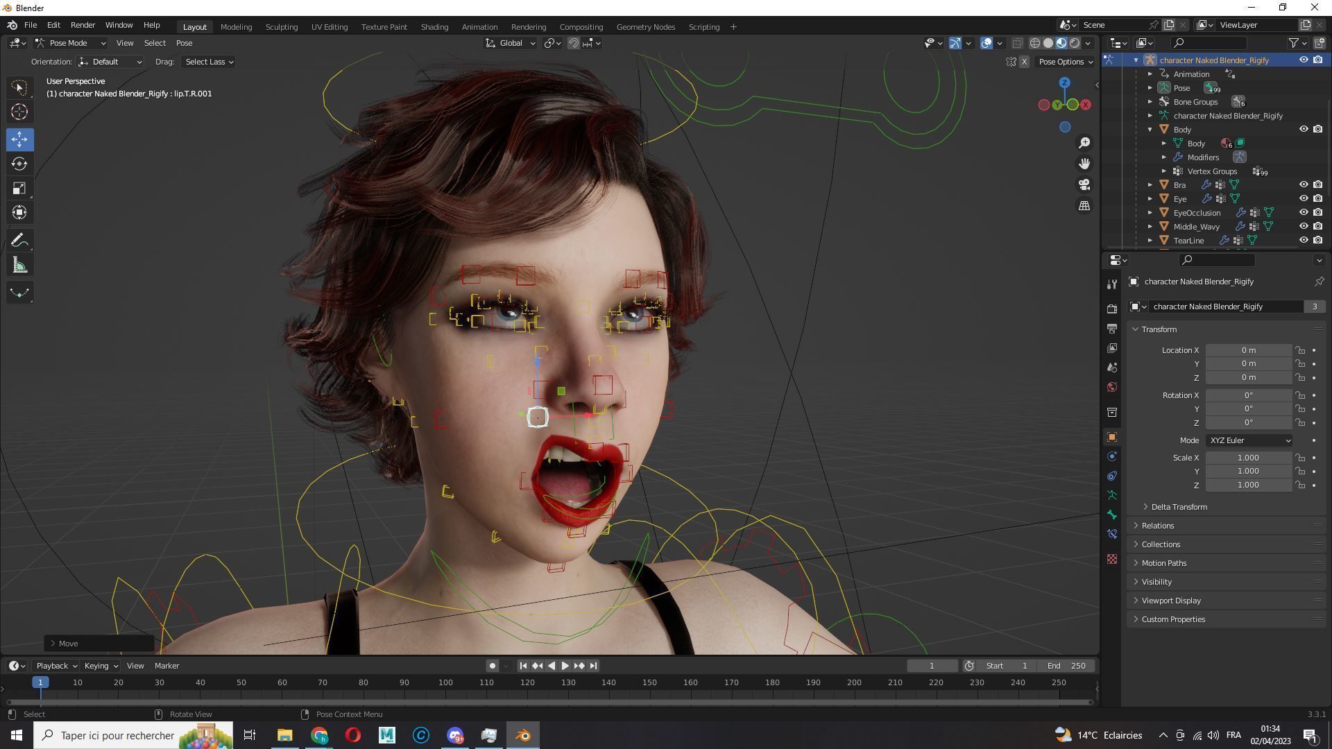 Casual Girl Base Mesh Low-poly 3D model_5