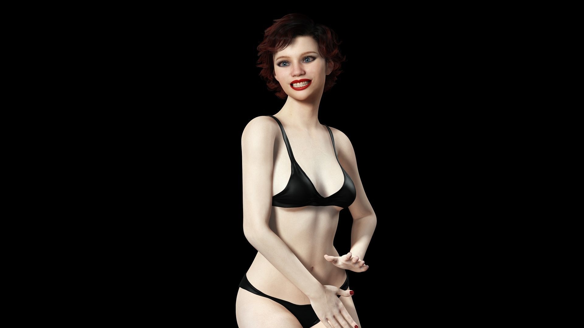 Casual Girl Base Mesh Low-poly 3D model_8