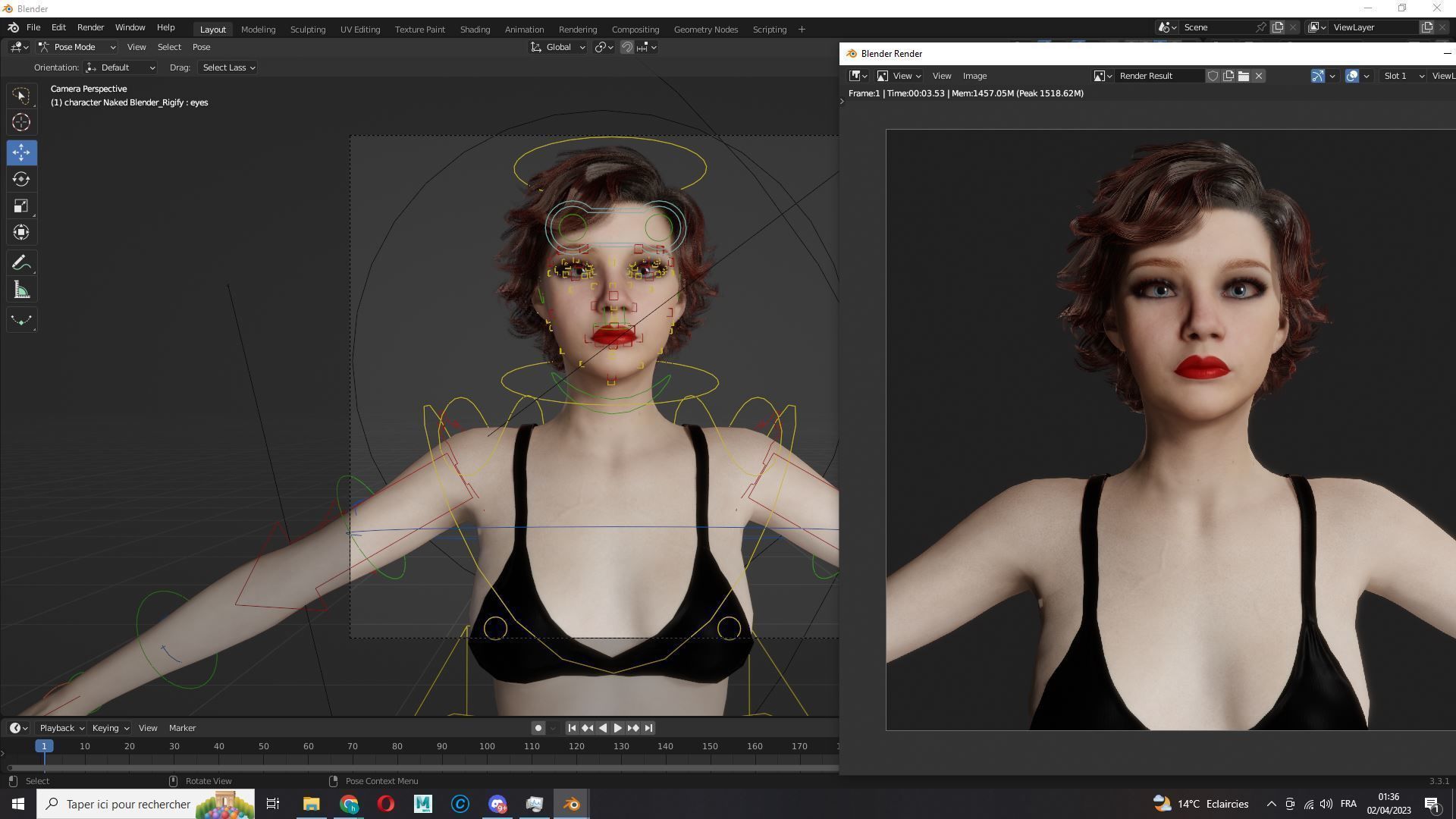 Casual Girl Base Mesh Low-poly 3D model_15