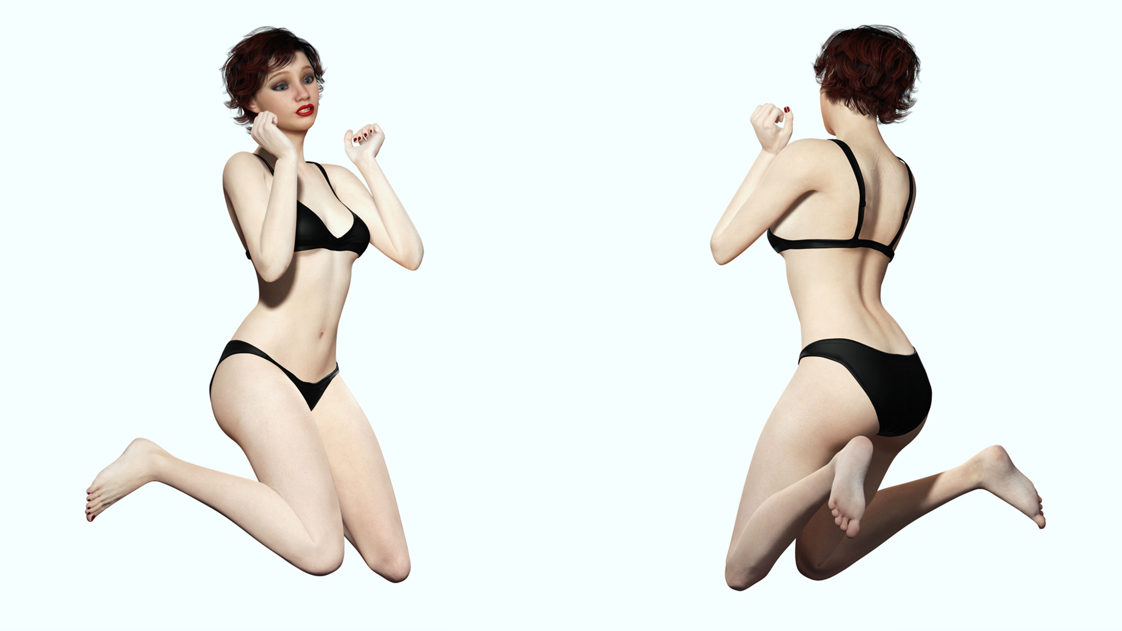 Casual Girl Base Mesh Low-poly 3D model_9