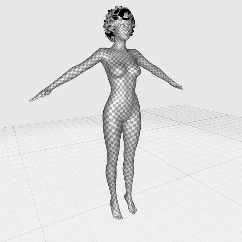 Casual Girl Base Mesh Low-poly 3D model_17