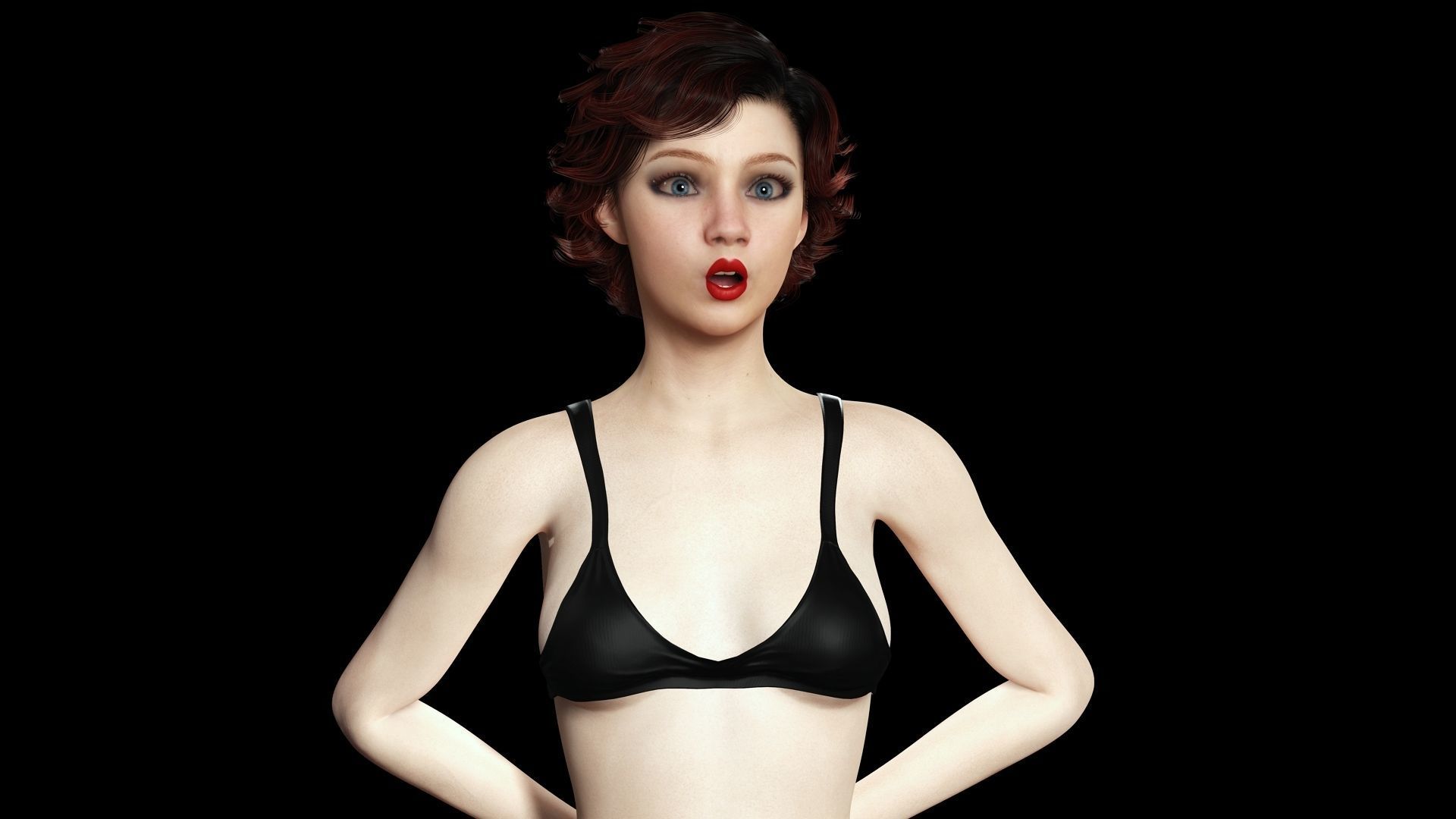 Casual Girl Base Mesh Low-poly 3D model_7