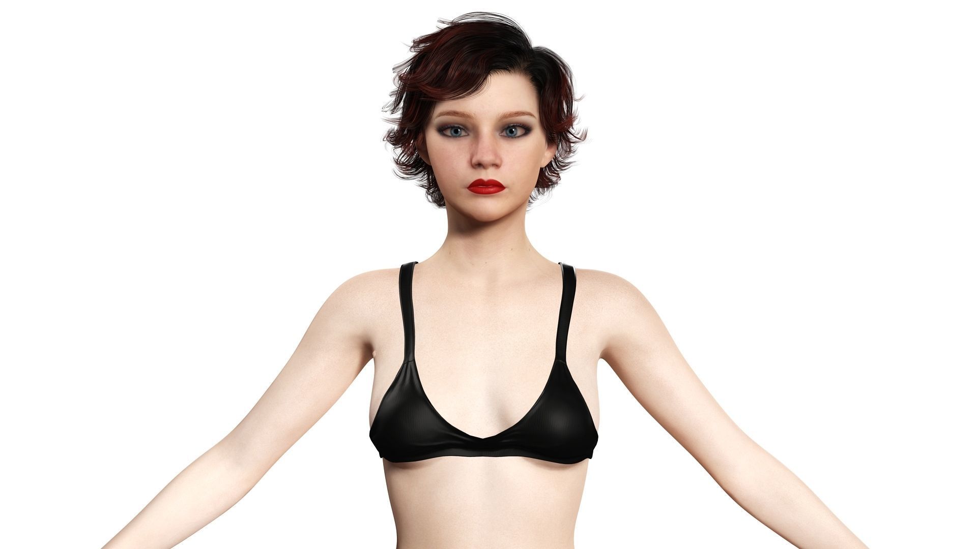 Casual Girl Base Mesh Low-poly 3D model_11