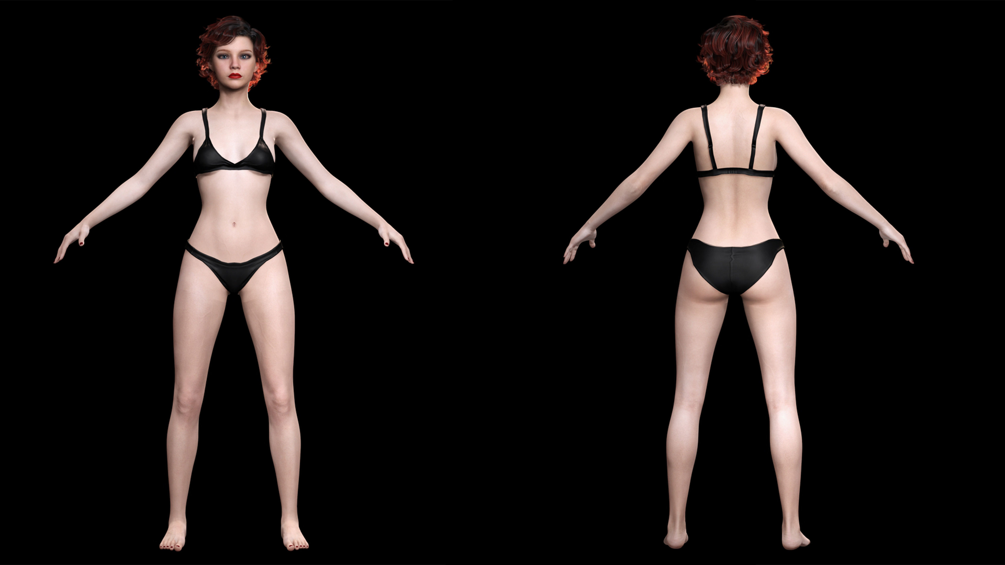 Casual Girl Base Mesh Low-poly 3D model_2