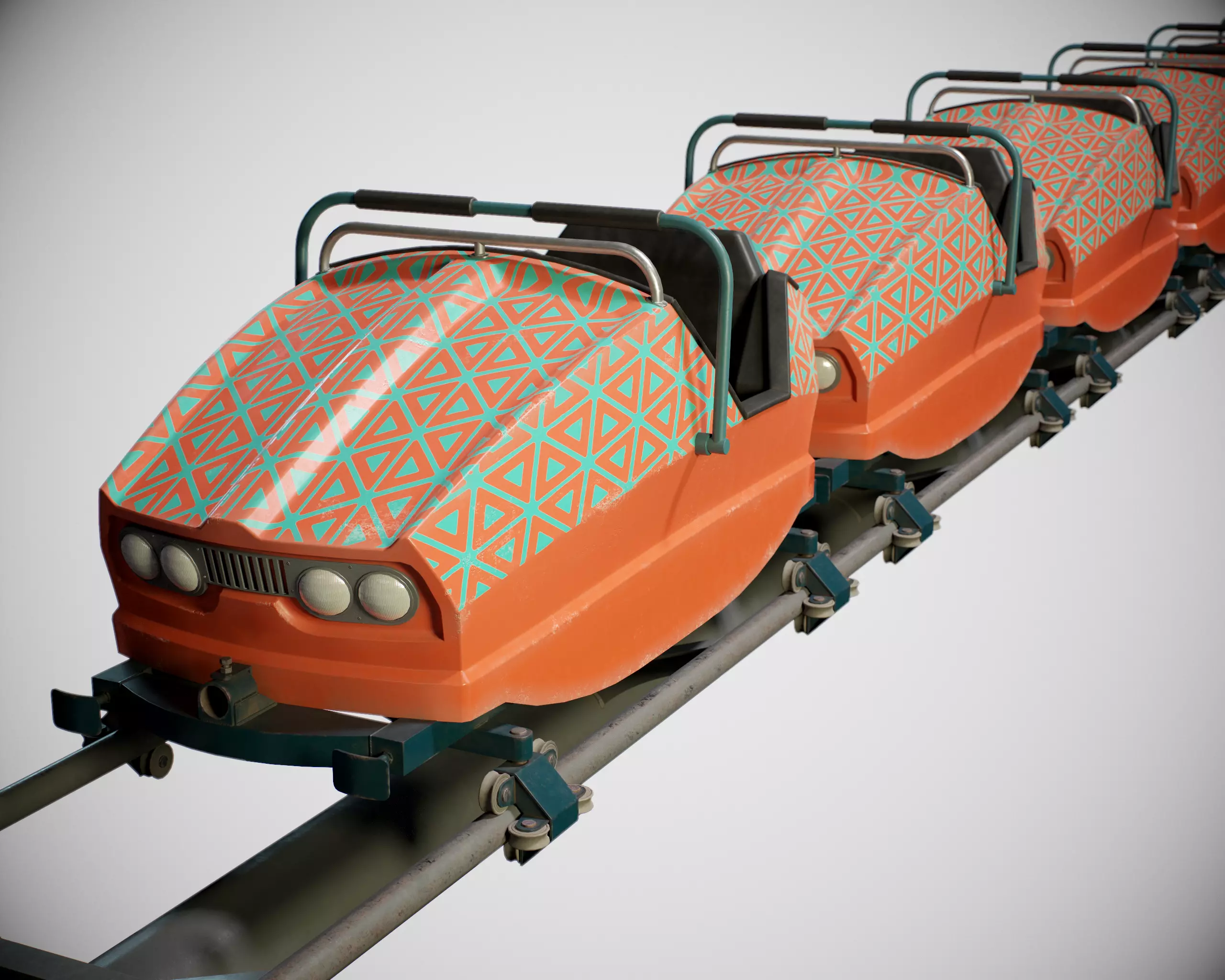 Roller Coaster Cart 02 PBR Game Ready Low-poly 3D model
