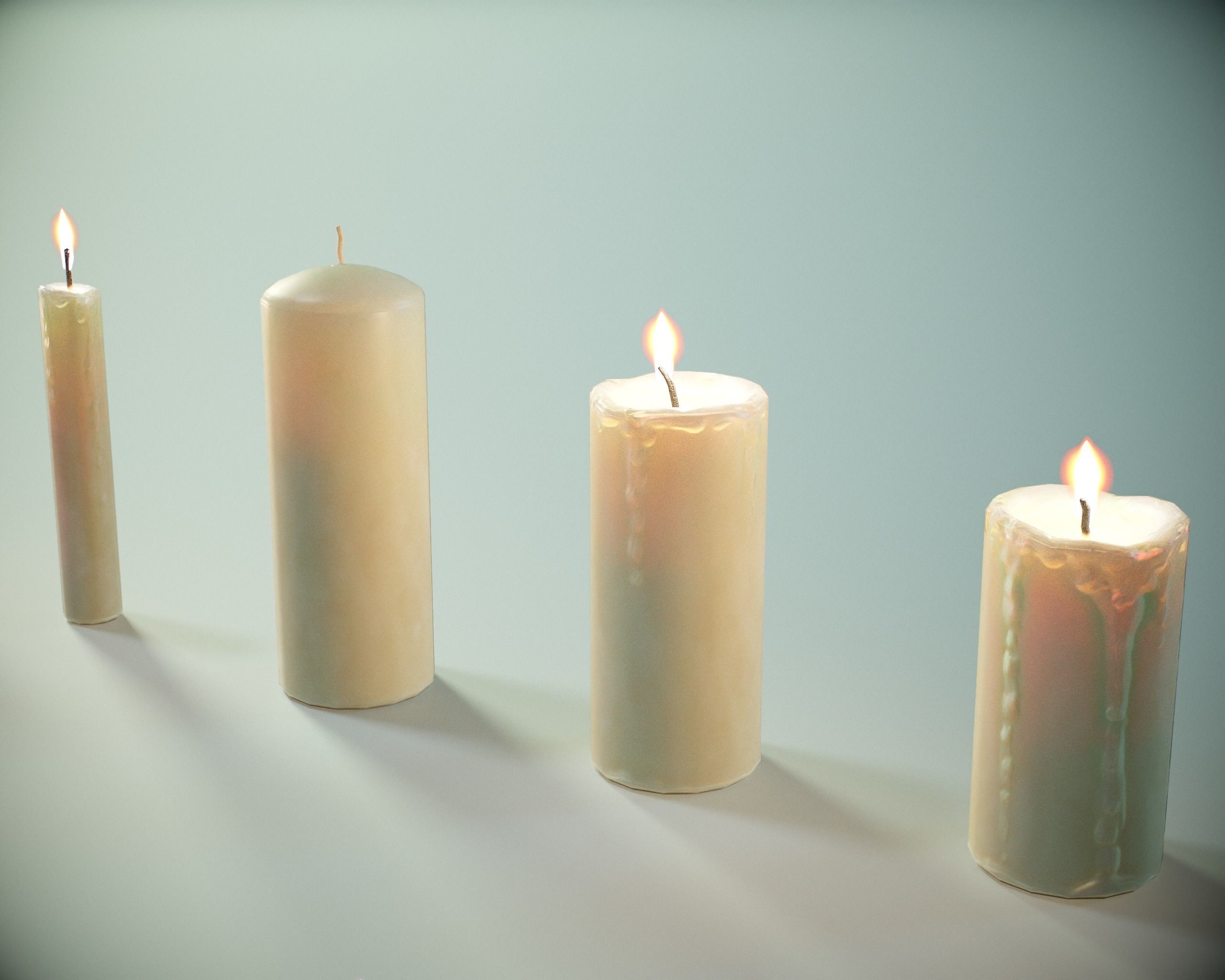 Candles PBR Game Ready Low-poly 3D model_3