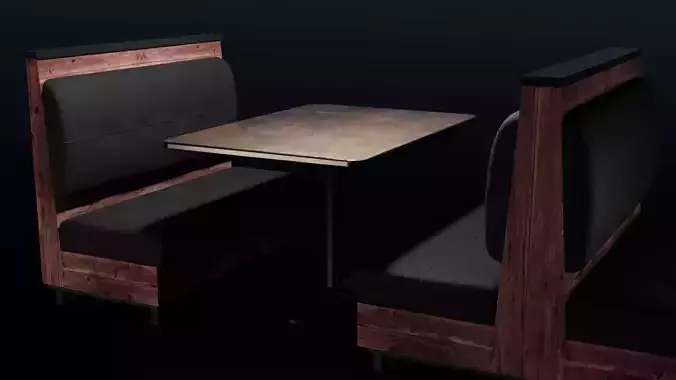 Rustic Restaurant Booth - with LODs for Game Engines Low-poly 3D model