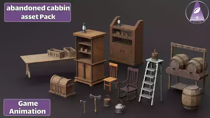 Abandoned cabin Asset pack
