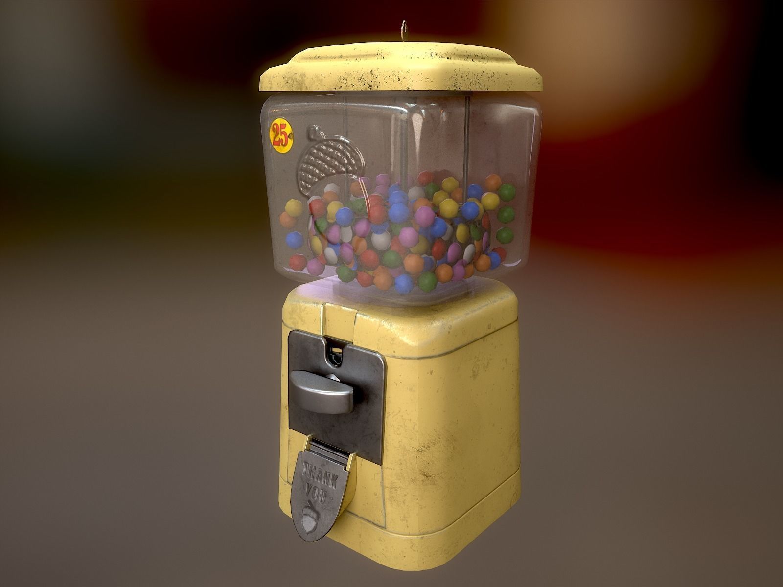 Vintage Candy Gumball Machine - Low-poly Game-ready PBR 3D Model Low-poly 3D model_12