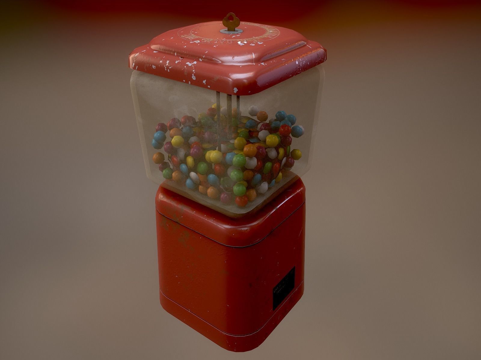 Vintage Candy Gumball Machine - Low-poly Game-ready PBR 3D Model Low-poly 3D model_7