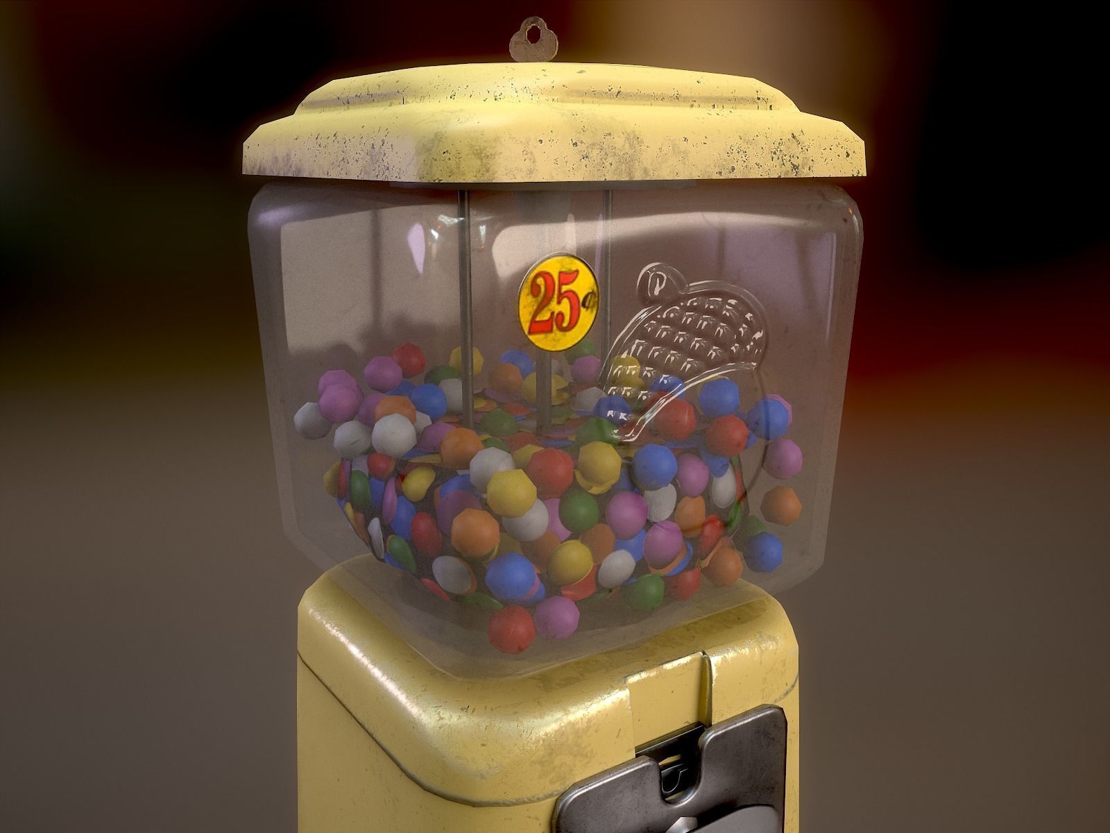 Vintage Candy Gumball Machine - Low-poly Game-ready PBR 3D Model Low-poly 3D model_16