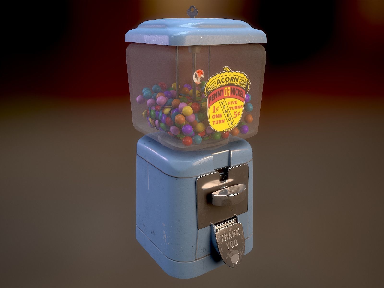Vintage Candy Gumball Machine - Low-poly Game-ready PBR 3D Model Low-poly 3D model_17