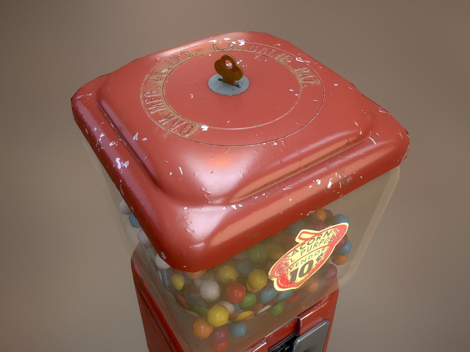 Vintage Candy Gumball Machine - Low-poly Game-ready PBR 3D Model Low-poly 3D model_5